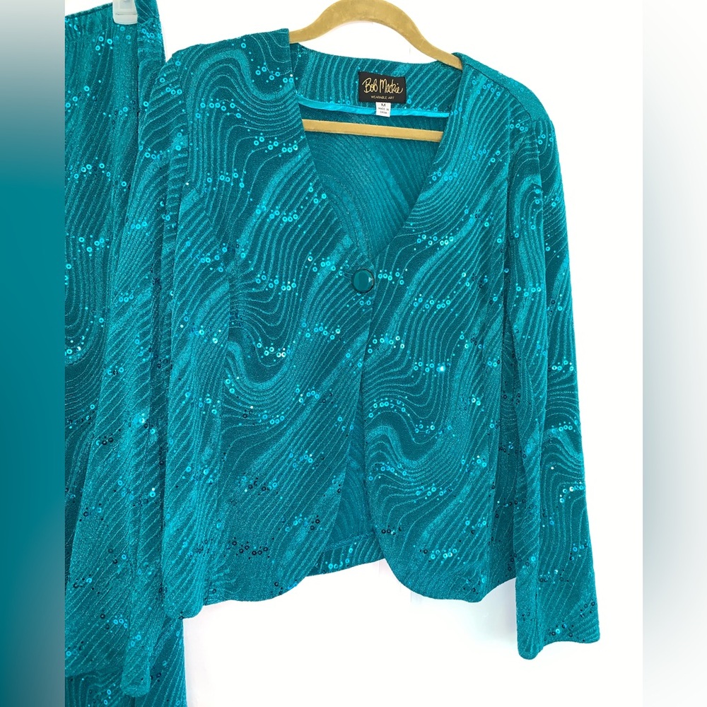 Vintage Bob Mackie Embroidered Beaded Pants Suit Set Medium - Picture 3 of 7